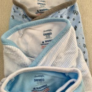 3 swaddle me swaddles and 1 petite l’amour swaddle.